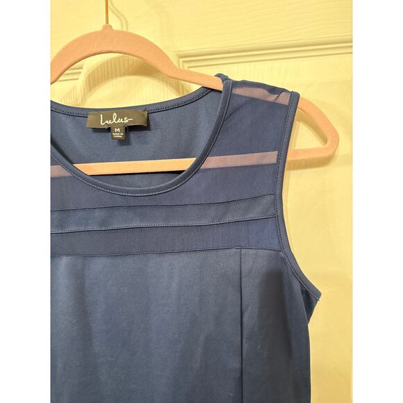 Lulu’s Navy Final Stretch Fit and Flare Sheer Mesh Panel Dress, M - Picture 7 of 9